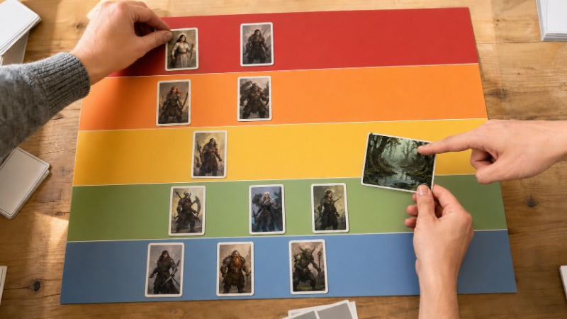 Herní tier list na obrazovce s řadami označenými písmeny S, A, B a C a ikonami postav seřazenými podle síly